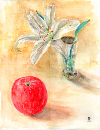 ００４・水彩完成「りんご＋コップに切花」・５１０.jpg