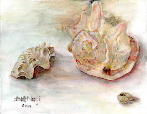 ００４・水彩完成「貝殻と石」・５１０.jpg